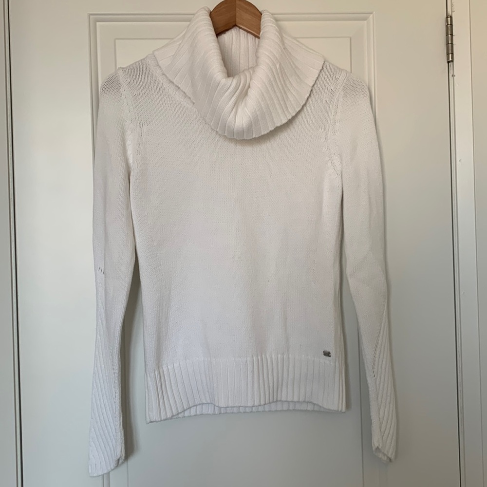 White espirit cowl neck sweater